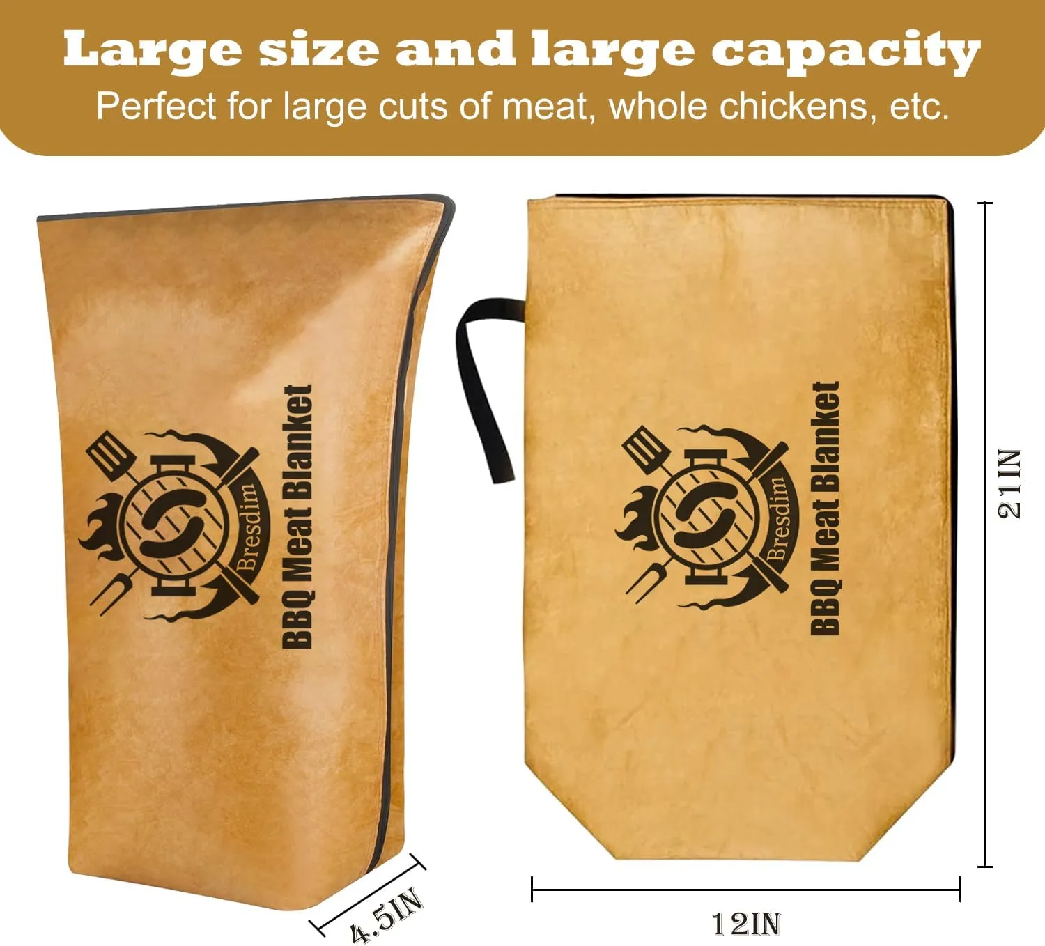 BBQ Blanket for Resting Meat,Smoker Meat Resting Blanket, 21 inch Reusable Grilling Meat Insulated Resting Bag with Wide Mouth for Large Pork Shoulders Brisket Turkeys,Gifts for Men