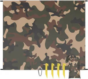 Beach Blanket, Camo Sandproof Beach Mat, Waterproof Quick Drying Sand Free Mat with 4 x Ground Spikes for Outdoor Travel Camping Hiking, Camouflage 68 x 59 in