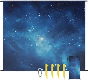 Beach Blanket, Galaxy Sandproof Beach Mat, Waterproof Quick Drying Sand Free Mat with 4 x Ground Spikes for Outdoor Travel Camping Hiking, Starry Sky 68 x 59 in
