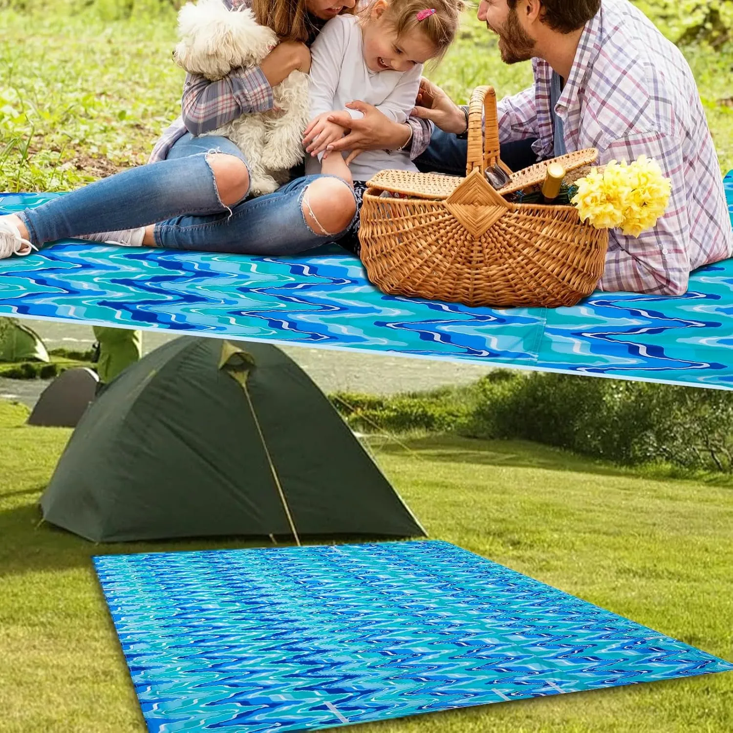 Beach Blanket Sandproof Beach Mat,118" X 110" for 1-8 Adults,Lightweight Quick Drying Picnic Mat for Travel, Camping, Hiking,Portable Beach Blanket