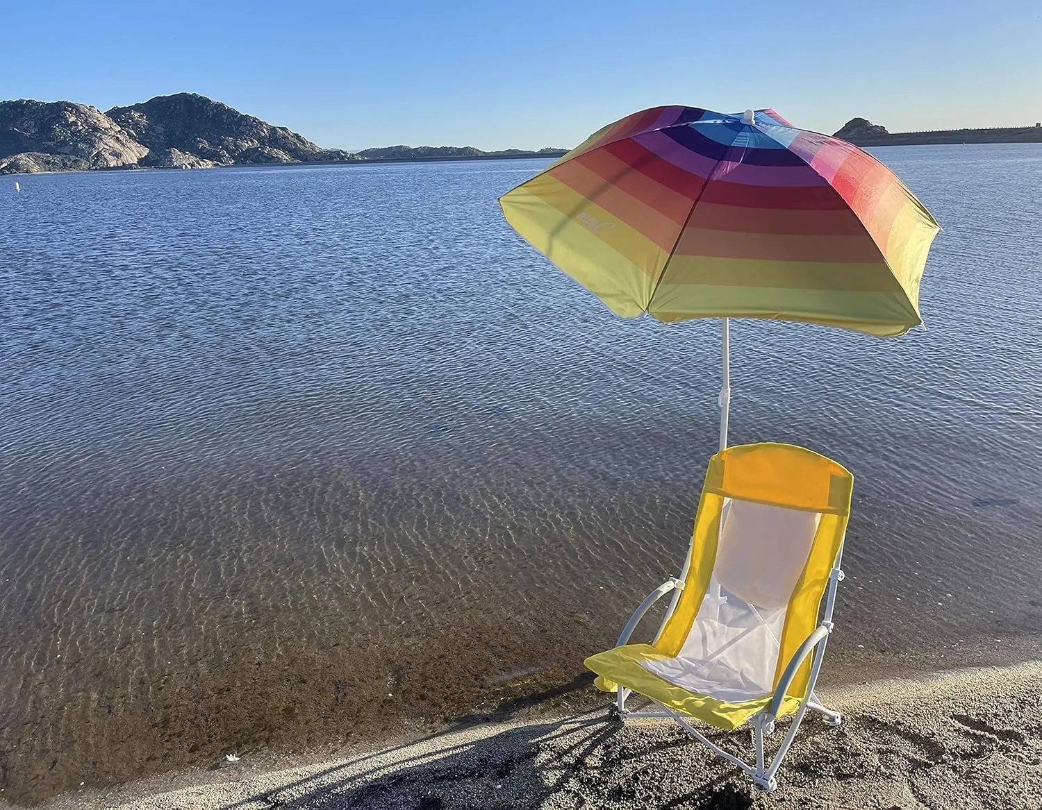 Beach Chair Beach Folding Chair for Adults Camping Chair High Back with Umbrella and Cooler Bag, Huge Shade, Portable & Lightweight for Beach, Outdoor, Camping (1, Fresh Banana Yellow)