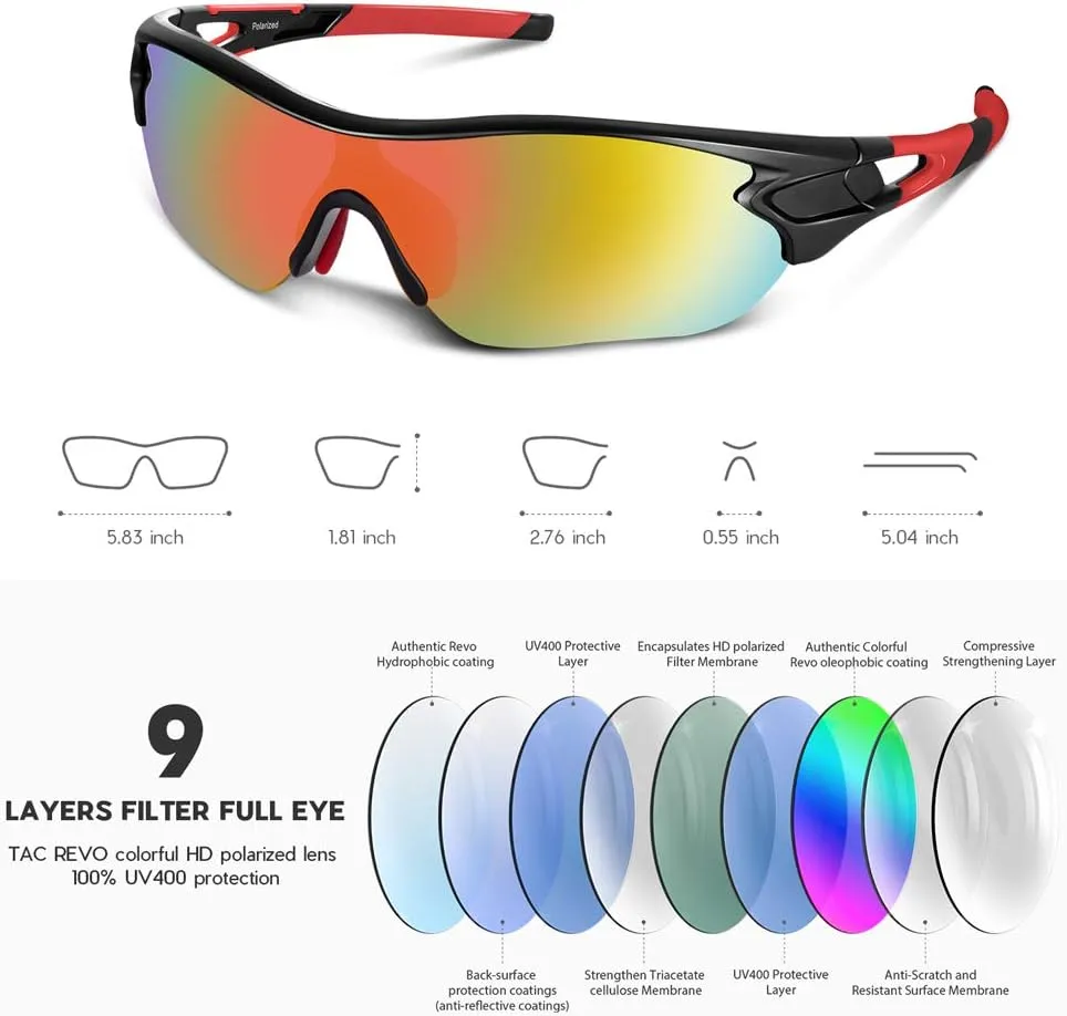 BEACOOL Polarized Sports Sunglasses for Men Women Youth Baseball Cycling Running Driving Fishing Golf Motorcycle TAC Glasses