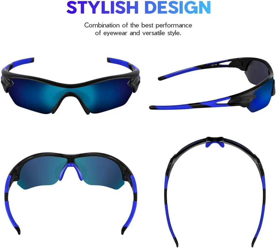 BEACOOL Polarized Sports Sunglasses for Men Women Youth Baseball Cycling Running Driving Fishing Golf Motorcycle TAC Glasses