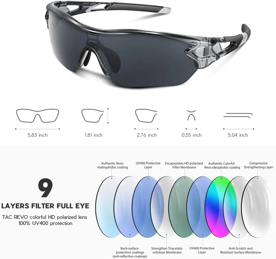 BEACOOL Polarized Sports Sunglasses for Men Women Youth Baseball Cycling Running Driving Fishing Golf Motorcycle TAC Glasses
