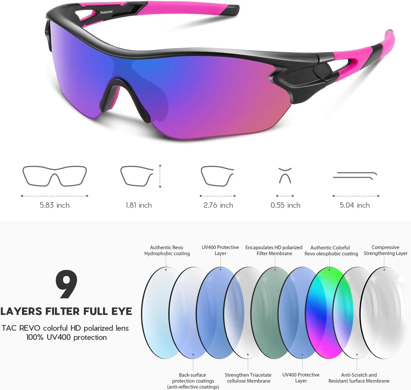 BEACOOL Polarized Sports Sunglasses for Men Women Youth Baseball Cycling Running Driving Fishing Golf Motorcycle TAC Glasses