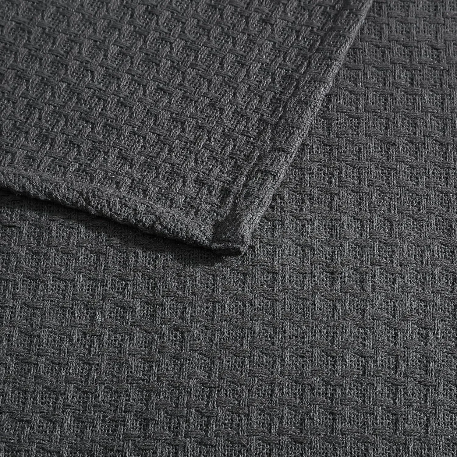 Beatrice Home Fashions Grand Hotel Lightweight All-Natural 100% Cotton Waffle Weave Blanket, Full/Queen, Dark Gray