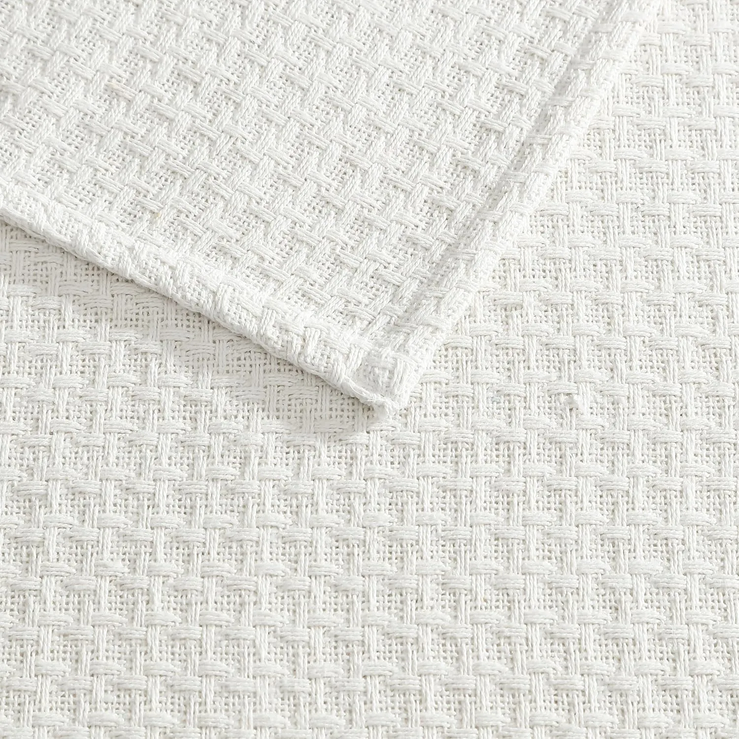 Beatrice Home Fashions Grand Hotel Lightweight All-Natural 100% Cotton Waffle Weave Blanket, Full/Queen, Ivory