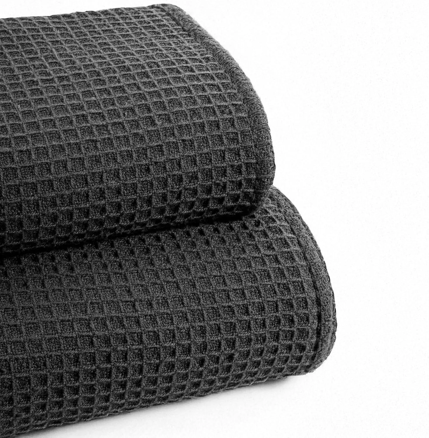 Bed Bath & Home Waffle Texture 100% Cotton Blanket - Ideal for Home Decor & Snuggle - Soft Cozy Breathable Lightweight Layering All Season Thermal Blanket Twin (60 x 90 Inches) Grey