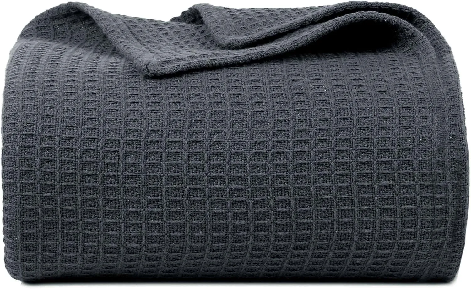 Bed Bath & Home Waffle Texture 100% Cotton Blanket - Ideal for Home Decor & Snuggle - Soft Cozy Breathable Lightweight Layering All Season Thermal Blanket Twin (60 x 90 Inches) Grey