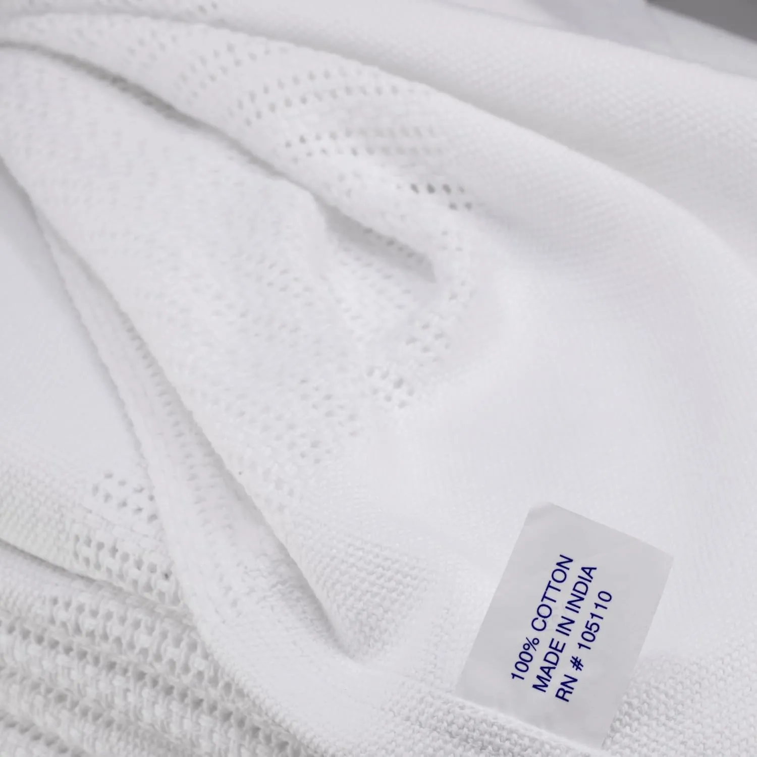 Beged 100% Cotton Thermal Blanket (Twin Size - 66x90) Open Weave Hospital Style Blanket, Lightweight and Breathable to Prevent Overheating, Soft and Comfortable, Hand and Machine Wash (1, White)