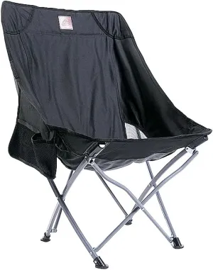 BENGOOD Outdoor Folding Recliner Camping Fishing Moon Chair Picnic Camping Road Trip Camping Chair (Black Tall)
