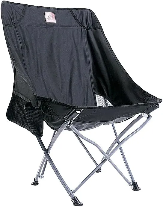 BENGOOD Outdoor Folding Recliner Camping Fishing Moon Chair Picnic Camping Road Trip Camping Chair (Black Tall)
