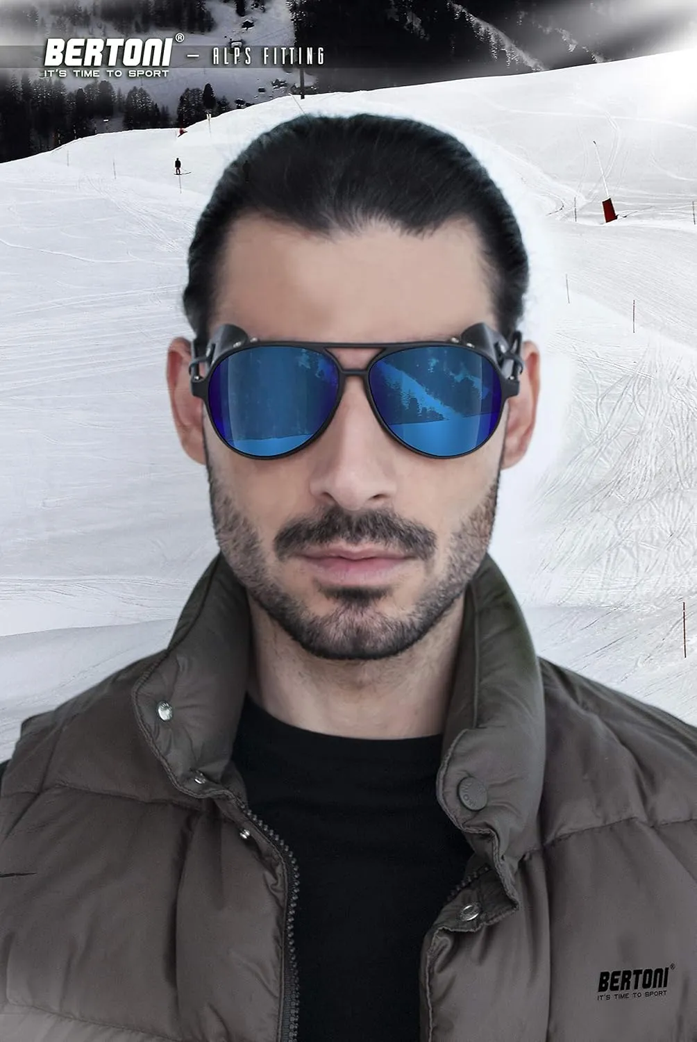Bertoni Glacier Polarized Sunglasses for Mountain Hiking Trekking Ski mod ALPS Italy