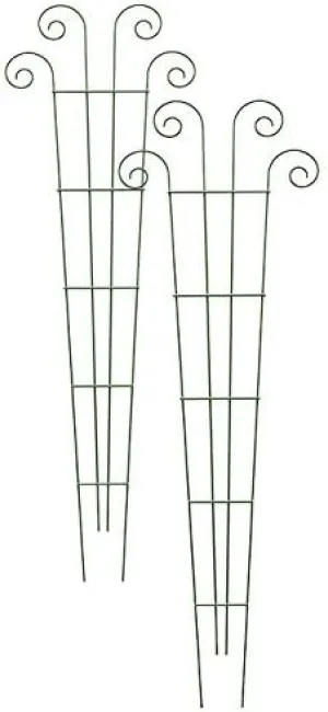 BestNest Panacea 89637 Wave Garden Trellises, Green, 60" H, Pack of 2 – Metal Trellis for Climbing Plants, Decorative Outdoor Trellis for Garden or Pots