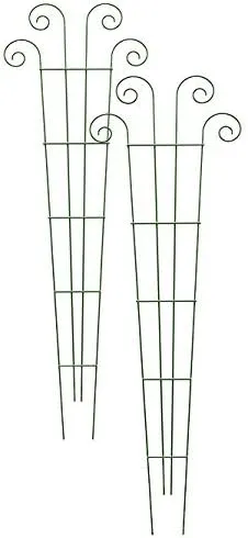 BestNest Panacea 89637 Wave Garden Trellises, Green, 60" H, Pack of 2 – Metal Trellis for Climbing Plants, Decorative Outdoor Trellis for Garden or Pots