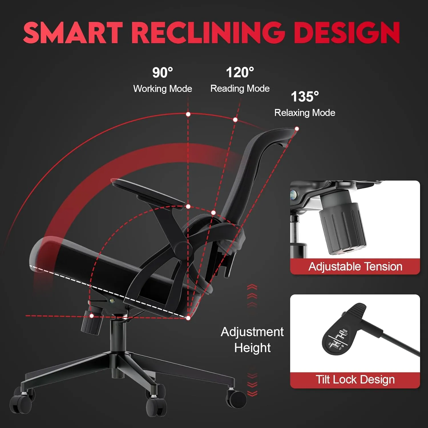 Big and Tall Ergonomic Office Chair，400LB Comfy Desk Chairs with Lumbar Back Support, Heavy Duty Mesh Computer Chairs with Wheels and Arms Comfortable for Home Office, Study, Bedroom