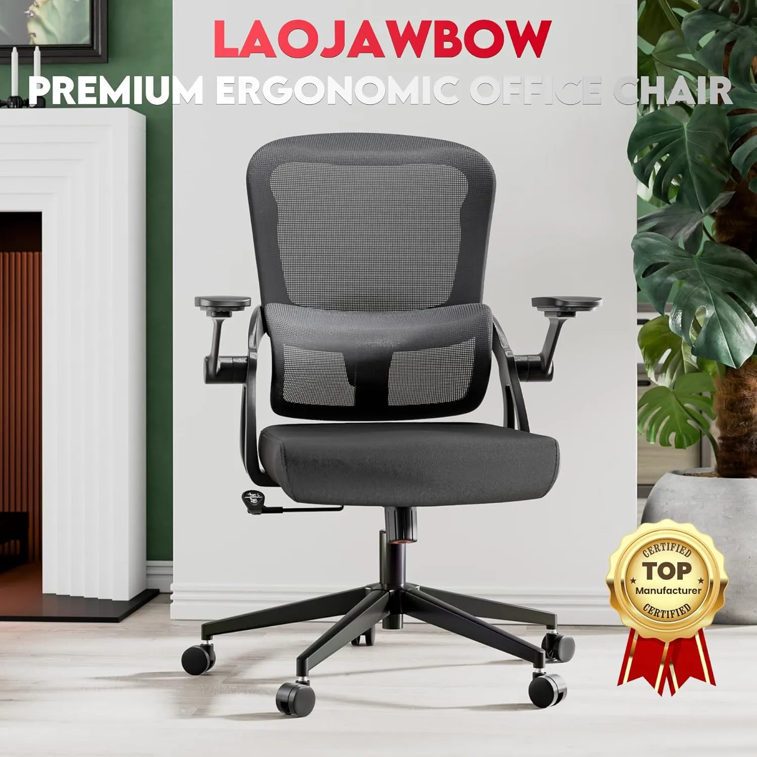 Big and Tall Ergonomic Office Chair，400LB Comfy Desk Chairs with Lumbar Back Support, Heavy Duty Mesh Computer Chairs with Wheels and Arms Comfortable for Home Office, Study, Bedroom