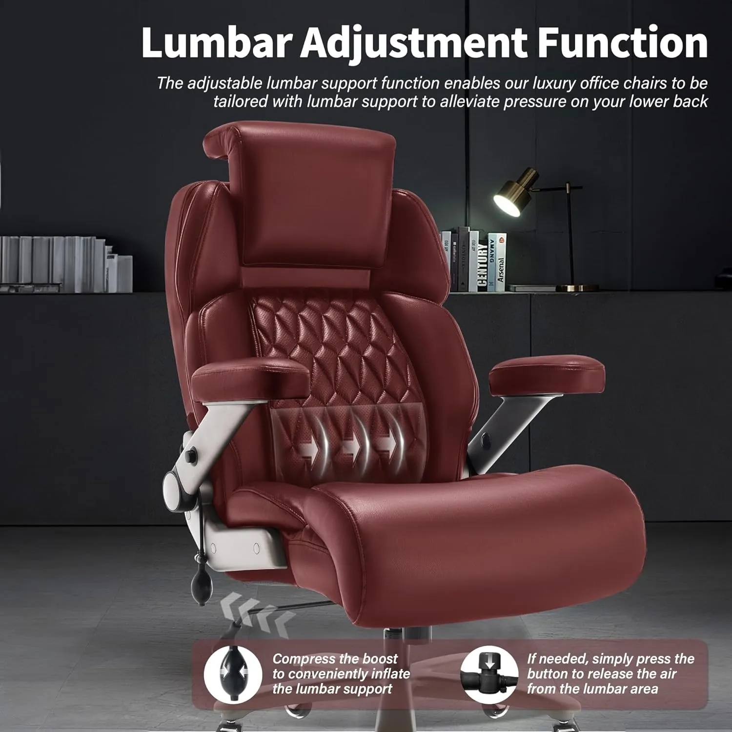 Big and Tall Office Chair 500lbs - Adjustable Headrest&Lumbar Support, 3D Flip Arms, Large Wheels &Heavy Duty Metal Base, Ergonomic High Back Computer Chair Desk Chair, Thick Padded Extra Wide Seat
