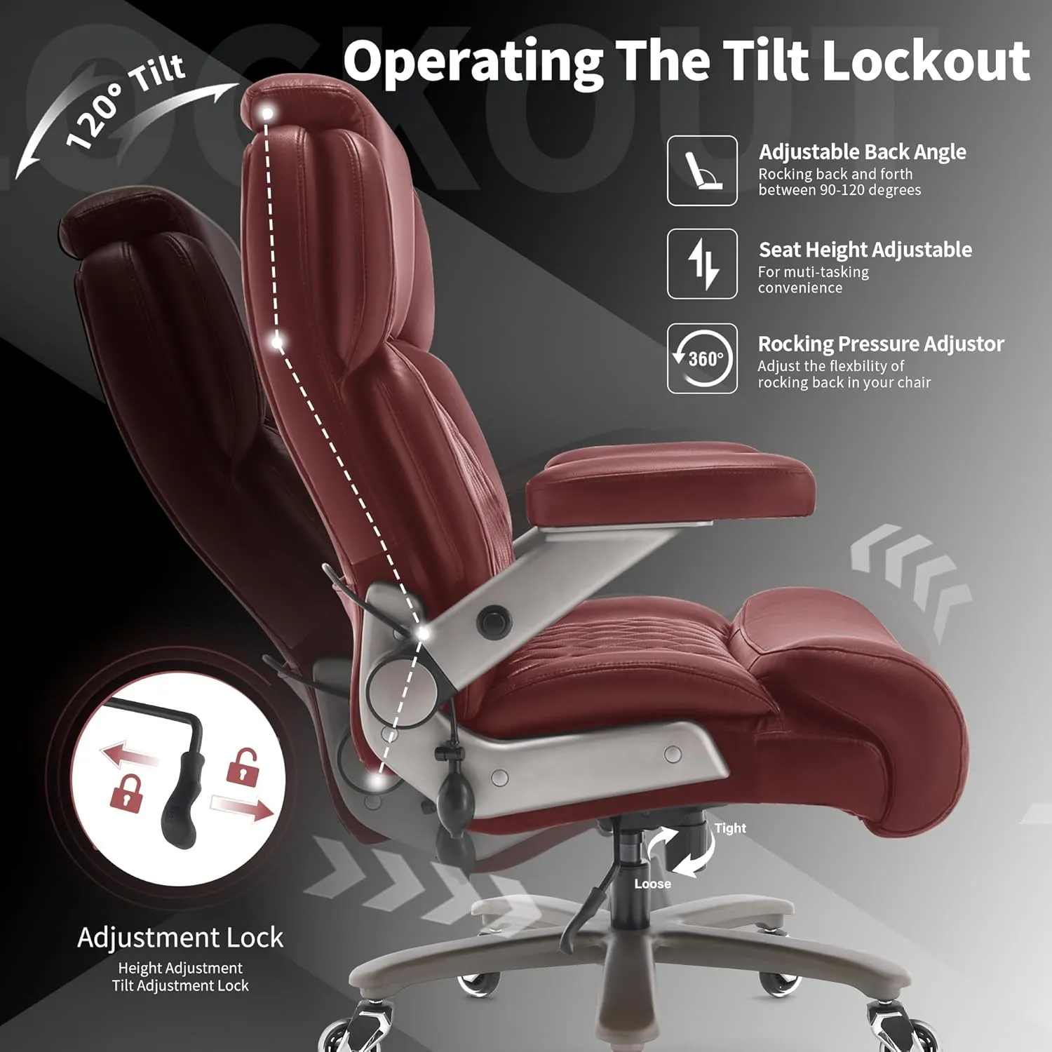 Big and Tall Office Chair 500lbs - Adjustable Headrest&Lumbar Support, 3D Flip Arms, Large Wheels &Heavy Duty Metal Base, Ergonomic High Back Computer Chair Desk Chair, Thick Padded Extra Wide Seat