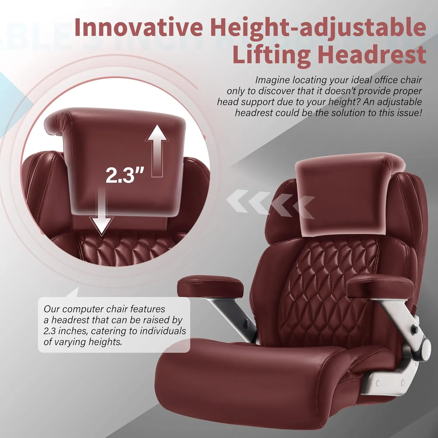 Big and Tall Office Chair 500lbs - Adjustable Headrest&Lumbar Support, 3D Flip Arms, Large Wheels &Heavy Duty Metal Base, Ergonomic High Back Computer Chair Desk Chair, Thick Padded Extra Wide Seat