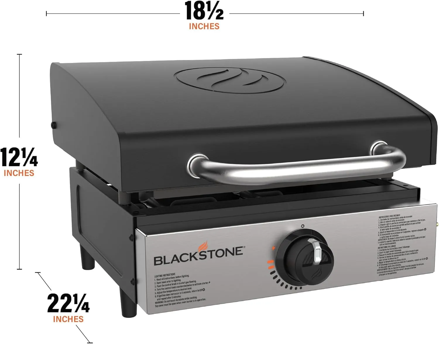 Blackstone 1814 Stainless Steel Propane Gas Portable, Flat Top Griddle Frill Station for Kitchen, Camping, Outdoor, Tailgating, Tabletop, Countertop – Heavy Duty & 12, 000 BTUs, 17 Inch, Black