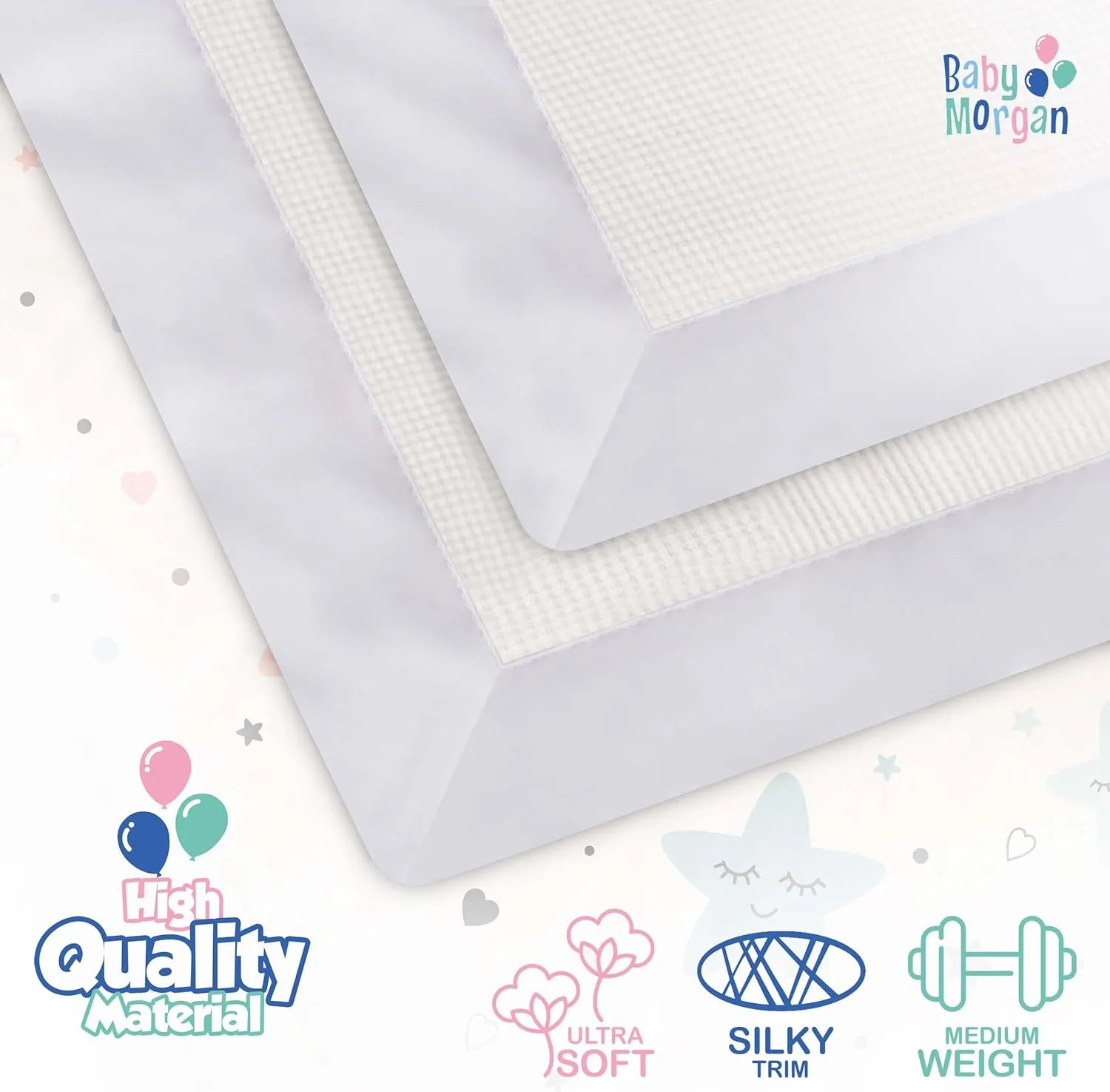 Blankets - Thermal Waffle Warm Baby Blanket for Crib - Soft and Cozy Baby Crib Blanket for Nursery, Stroller, or Naptime Comfort - Ideal Shower Gift - White, Nylon Trim (36" x 50")