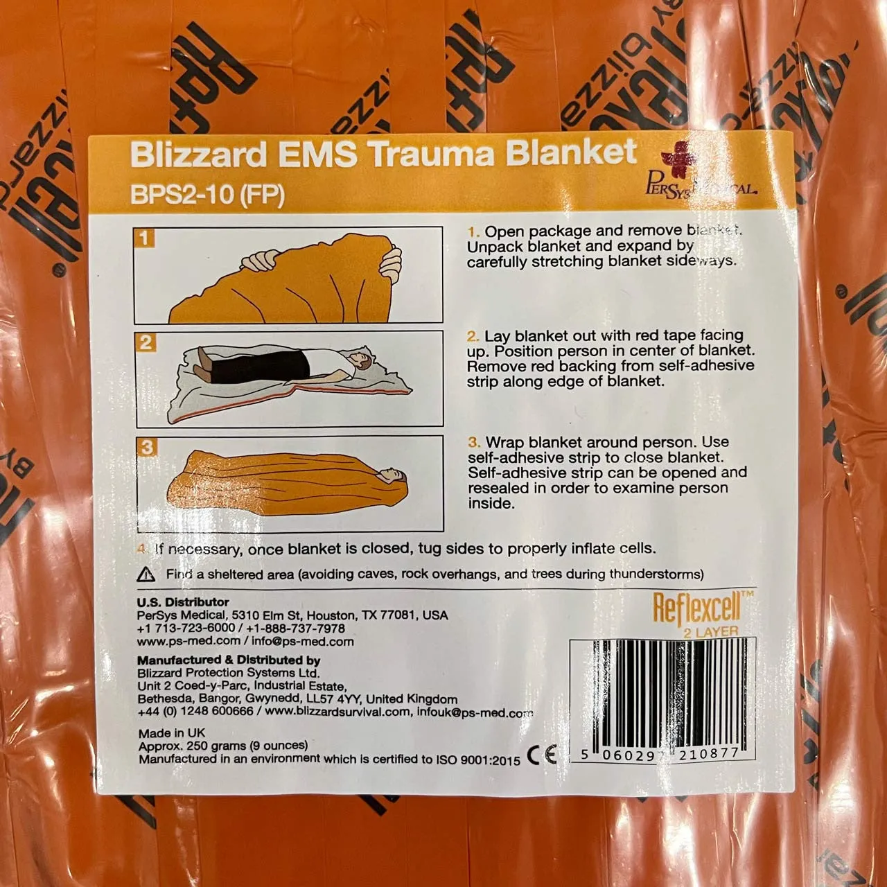 Blizzard EMS Blanket Flat Packed (Orange)