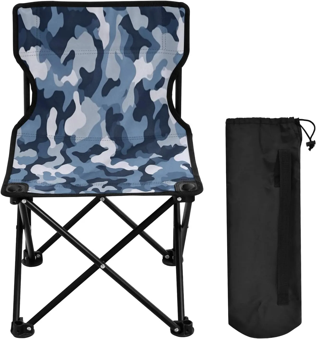 Blue Nicoise Portable Outdoor Folding Chair Anti-Slip Padded Oxford Cloth Stool Camping Chair Small for Beach Hiking Fishing Gardening Quad Camp Chair