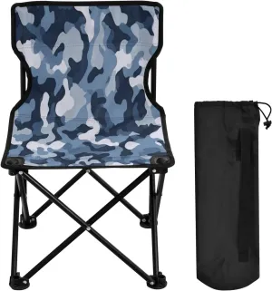 Blue Nicoise Portable Outdoor Folding Chair Anti-Slip Padded Oxford Cloth Stool Camping Chair Small for Beach Hiking Fishing Gardening Quad Camp Chair