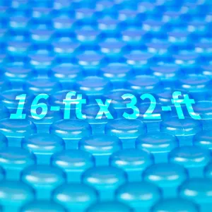 Blue Wave 16-ft x 32-ft Rectangular Pool Solar Blanket - 12-mil Solar Pool Cover with Thermal Bubbles to Retain Heat and Reduce Evaporation – Fade Resistant Pool Solar Cover for Inground Pool - Blue