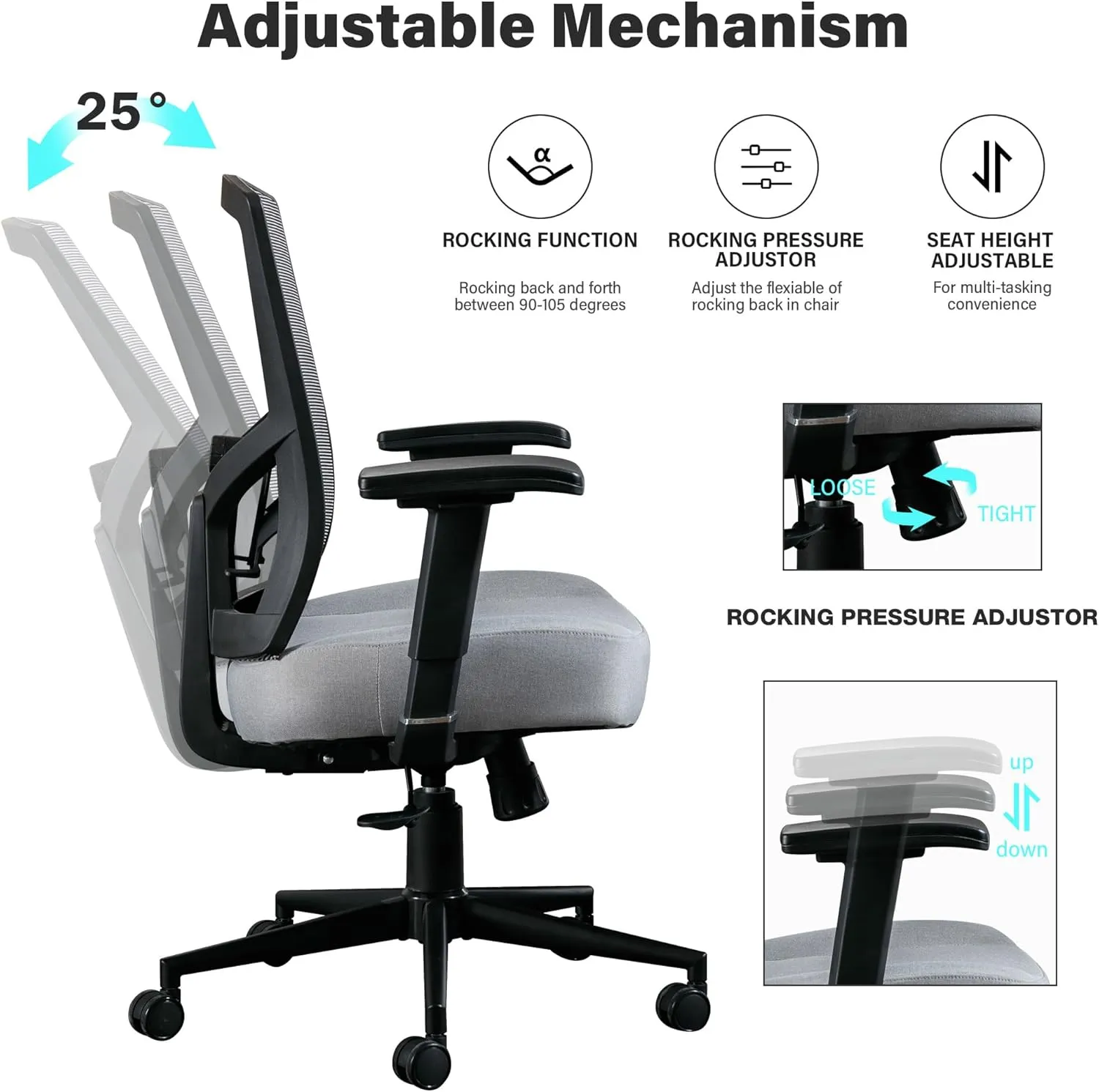 Blue Whale Big and Tall Office Chair 450lbs, Ergonomic High Back Computer Desk Chair for Heavy People with 2D Adjustable Waist Support and Heavy Duty Metal Base Mesh Chair