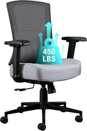 Blue Whale Big and Tall Office Chair 450lbs, Ergonomic High Back Computer Desk Chair for Heavy People with 2D Adjustable Waist Support and Heavy Duty Metal Base Mesh Chair