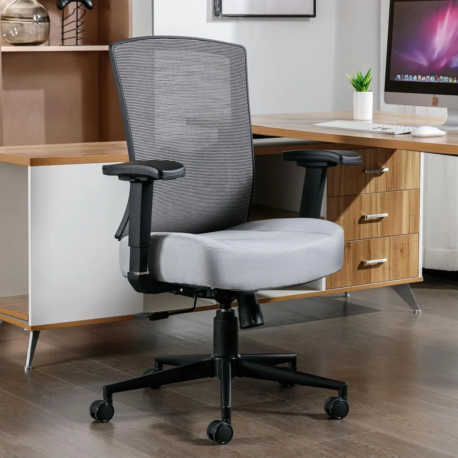 Blue Whale Big and Tall Office Chair 450lbs, Ergonomic High Back Computer Desk Chair for Heavy People with 2D Adjustable Waist Support and Heavy Duty Metal Base Mesh Chair