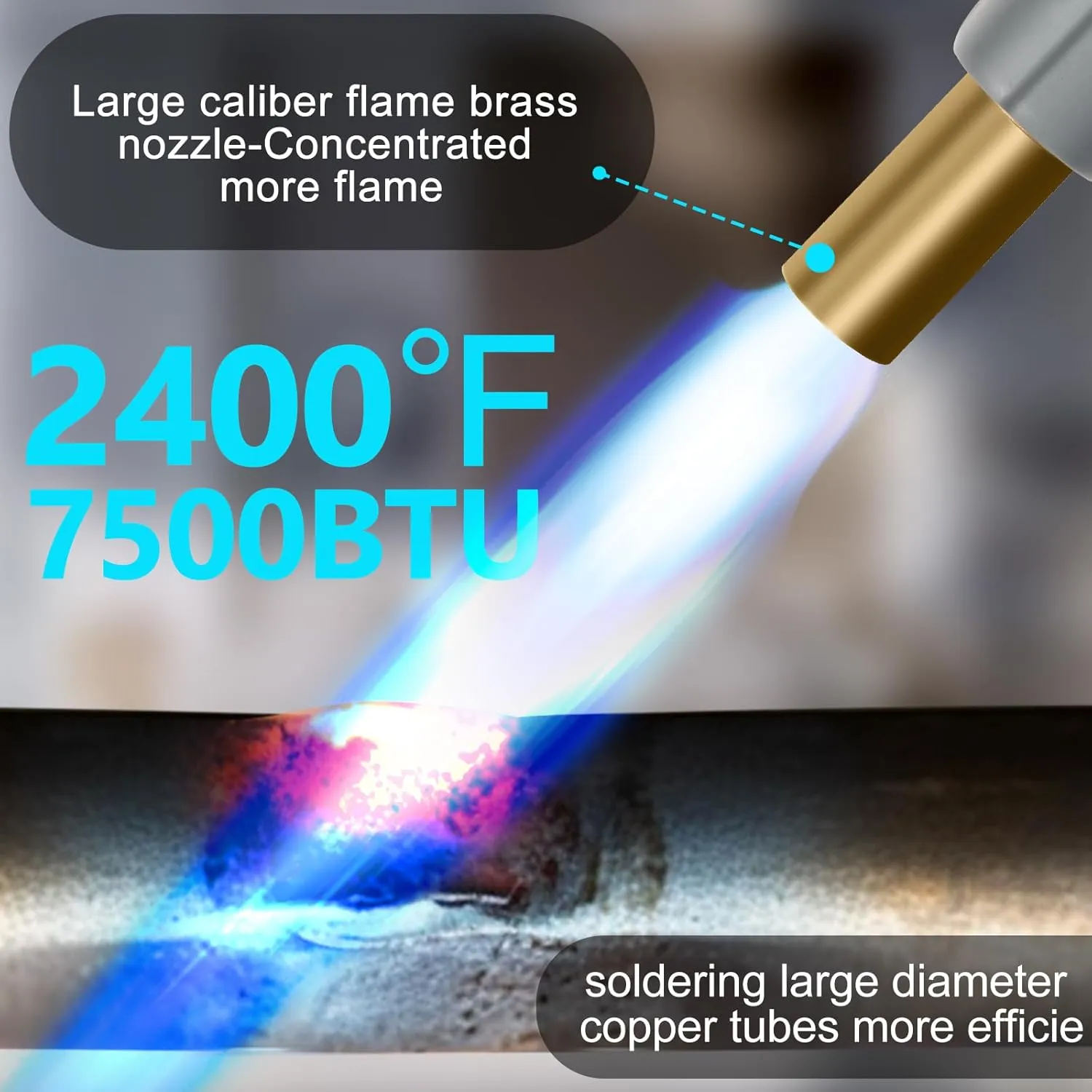 BLUEFIRE Powerful Propane Torch Head With Camping Gas, Trigger Start Mapp Gas Turbo Torch Map Gas Torch Kit with Adjust Flame, Grill Gun Torch for Soldering