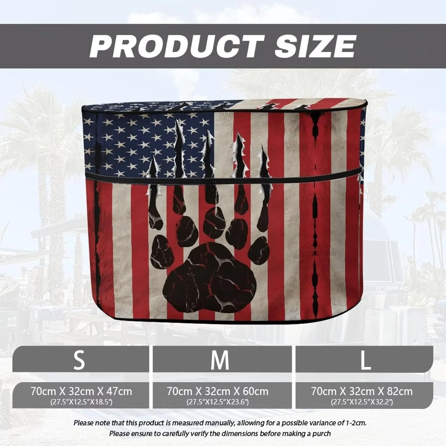 Boatee American Flag Bear Paw Propane Tank Cover Floral Print Propane Gas Tank Cover with Zipper Gas Cylinder Cover Waterproof Fit for 20lb Tanks Canisters