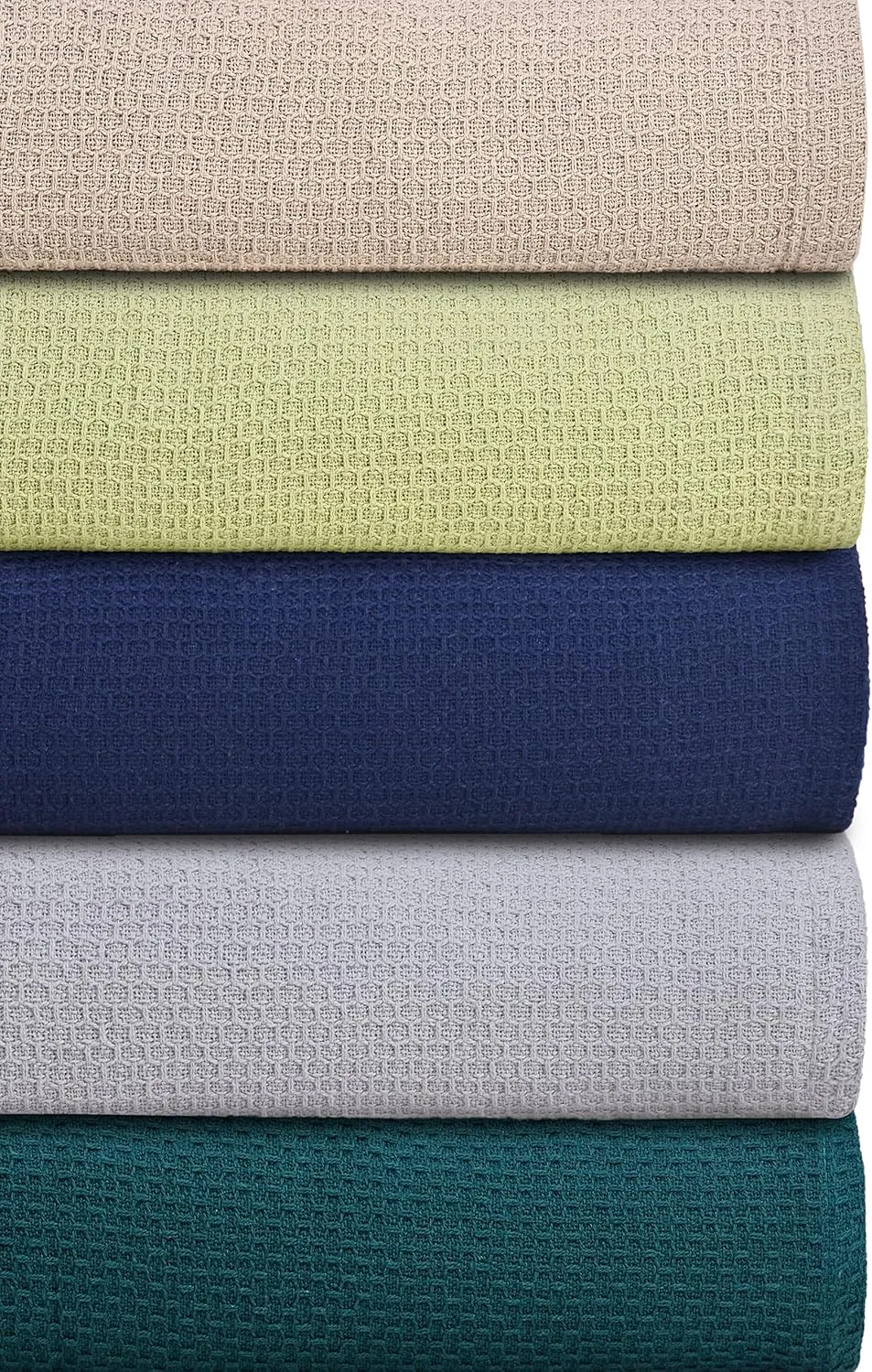 BOUTIQUO 100% Cotton Bed Blanket, Breathable Thermal Blanket Twin Size, Soft Honeycomb Waffle Blanket 60"x90", Cotton Bed Blanket, Perfect for Layering Any Bed for All Season, Beige