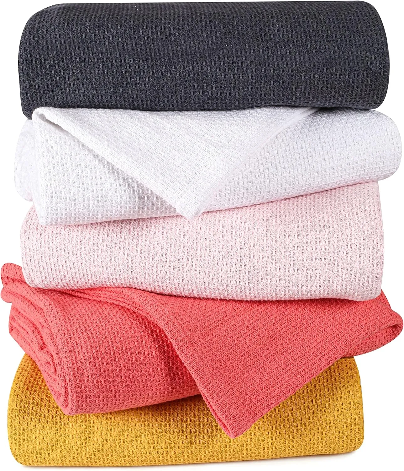 BOUTIQUO 100% Cotton Bed Blanket, Breathable Thermal Blanket Twin Size, Soft Honeycomb Waffle Blanket 60"x90", Cotton Bed Blanket, Perfect for Layering Any Bed for All Season, Beige