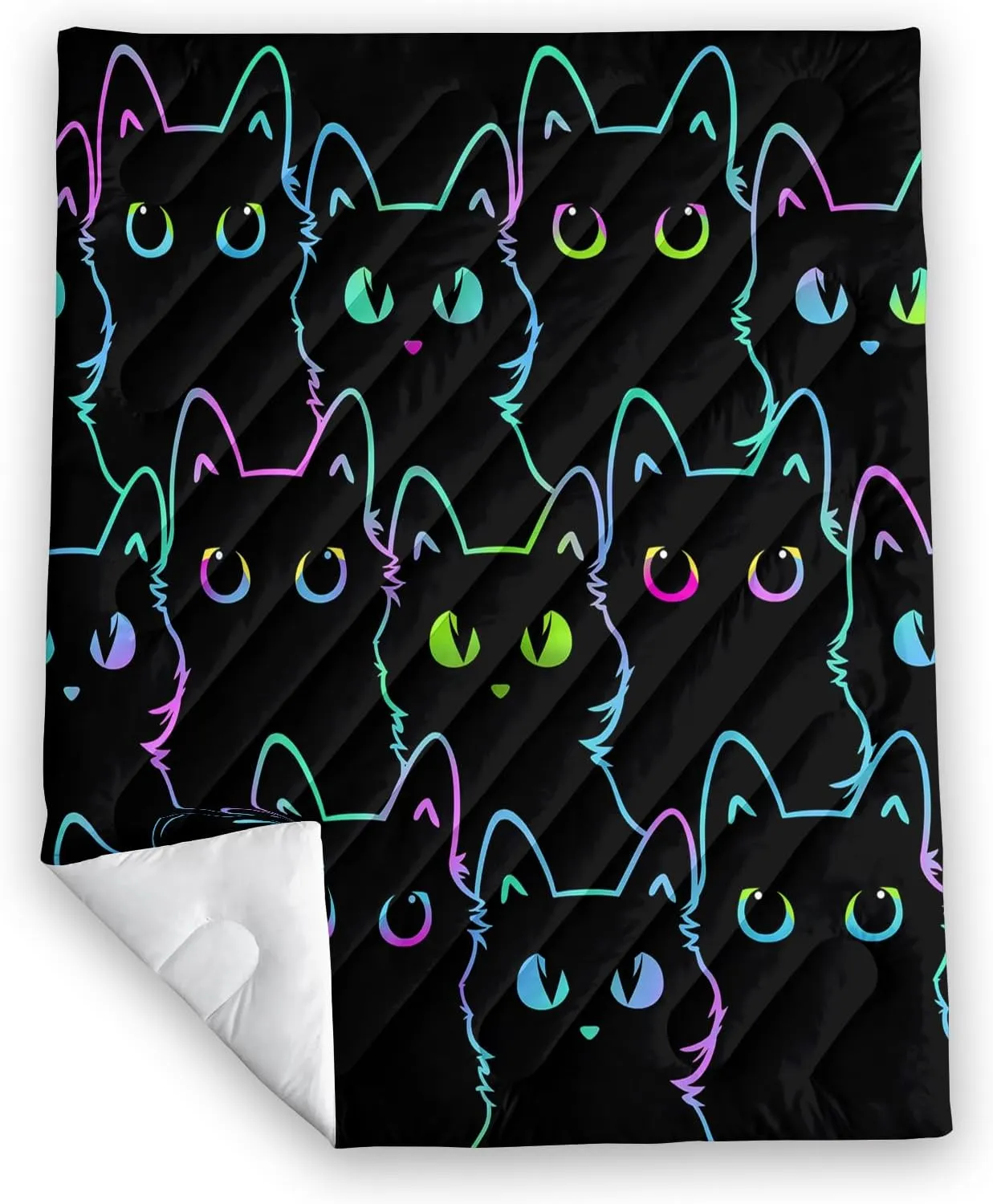BSNTHO Cute Cartoon cat Lightweight Camping Blanket, a Lightweight and Fluffy Portable Outdoor Camping Blanket Suitable for Cold Weather Camping in Parks, Beaches, Camping, and Travel