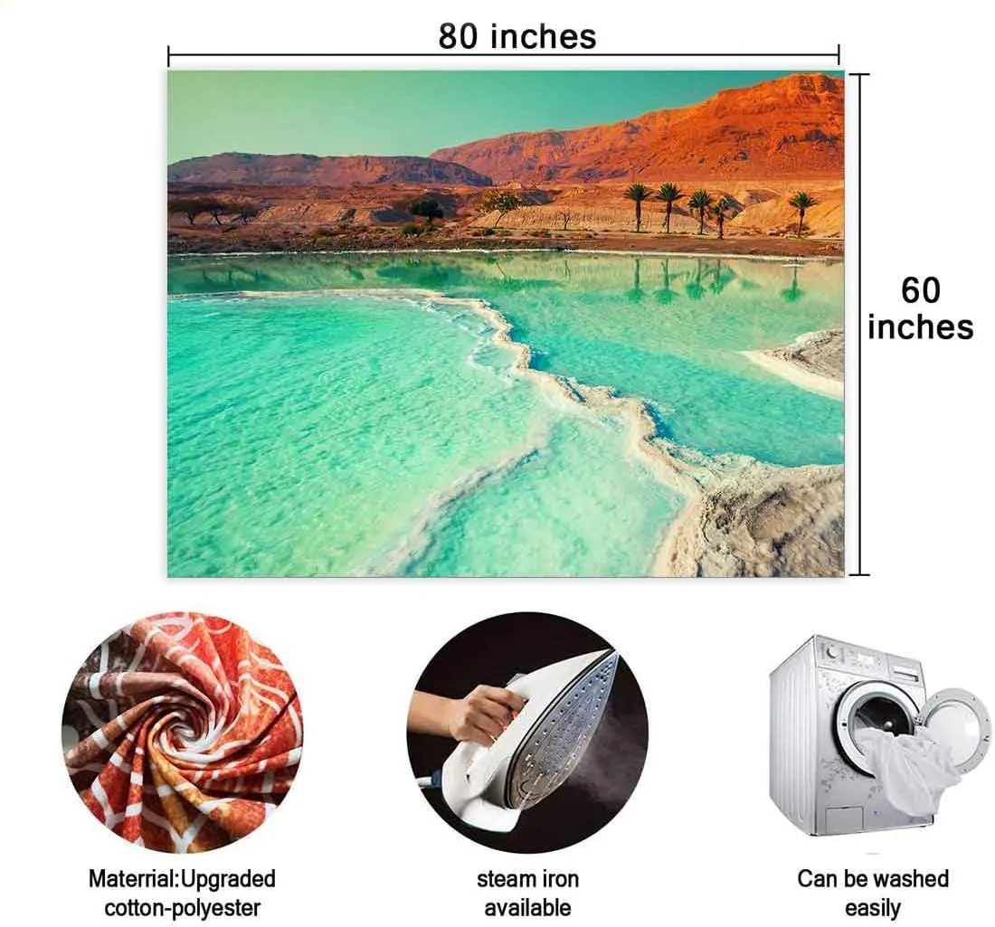 BULOR Dead Sea Salt Shore Tapestry Wall Hangings, Landscape Mountain Desert Israel Tapestry For Kids Student Bedroom Living Room Dorm Man Cave Background 80x60inch