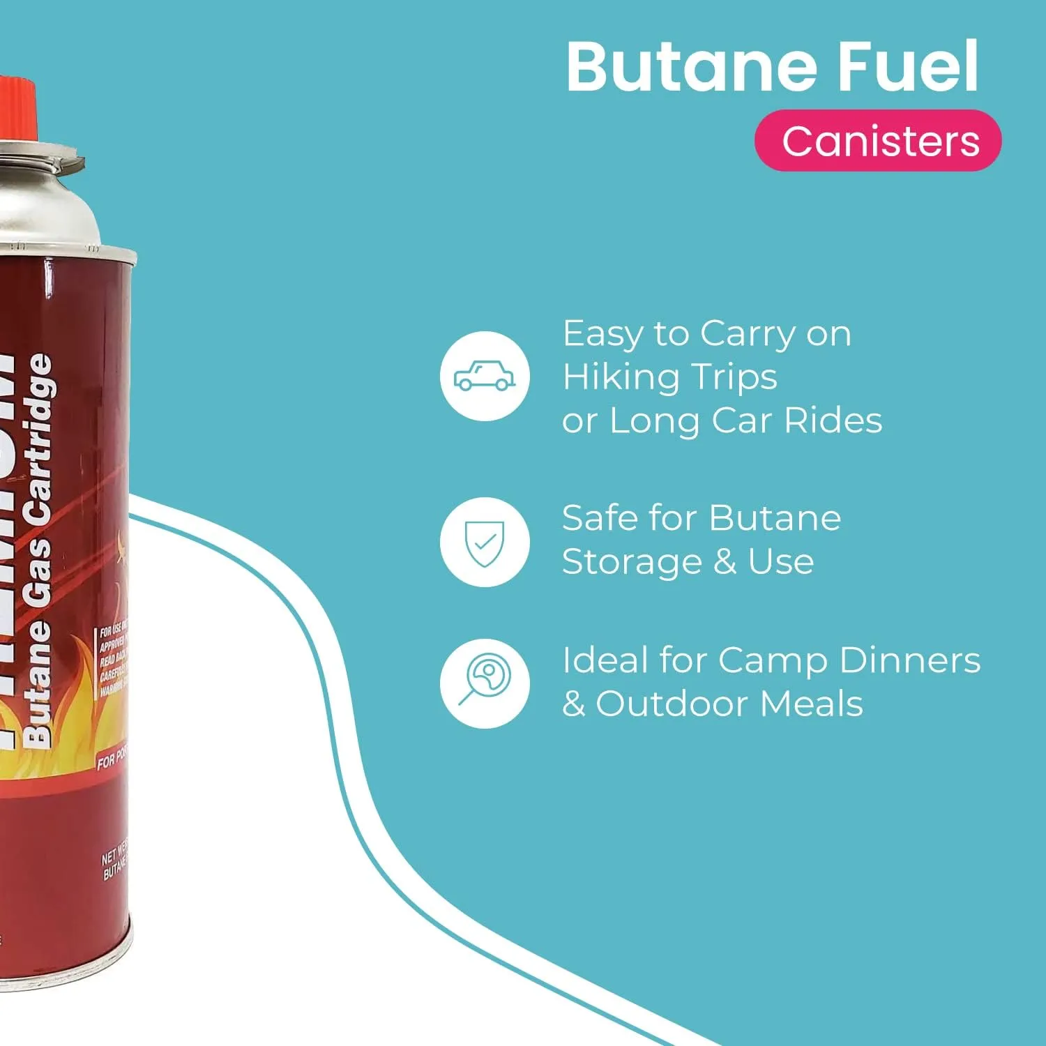 Butane Fuel Canisters for Portable Camping Stoves, Gas Burners, UL Listed, 8 oz. Per Canister - Set of 4