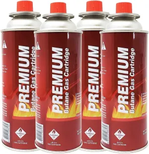 Butane Fuel Canisters for Portable Camping Stoves, Gas Burners, UL Listed, 8 oz. Per Canister - Set of 4