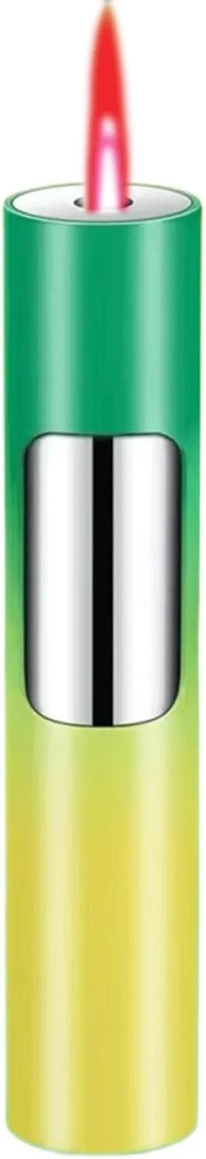 Butane Lighter, Windproof Lighter, Adjustable Jet Flame, Lightweight and Portable Lighter for Candles, Camping, Men (Without Gas)(Yellow)