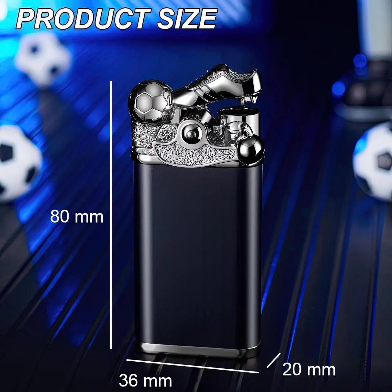 Butane Torch Lighter - Double Flame Lighter, Football Shape Rocker Lighter, Refillable Adjustable Jet Flame Torch Lighters for Candle Camping BBQ Kitchen, Men Gift Not Included Butane Gas (Black)