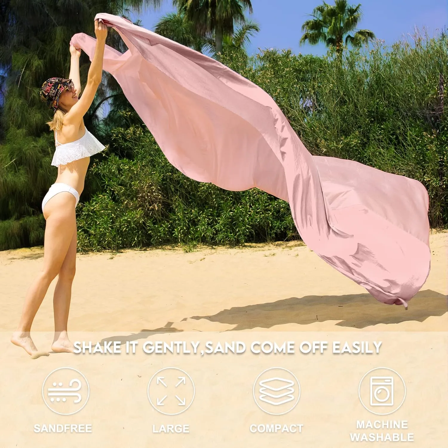 BYDOLL Nylon Beach Blanket Waterproof Sandproof Oversized 10'x9' Suits 1-8 Adults Sand Free Extra Large Blanket Lightweight Soft Picnic Mat for Beach Travel Camping