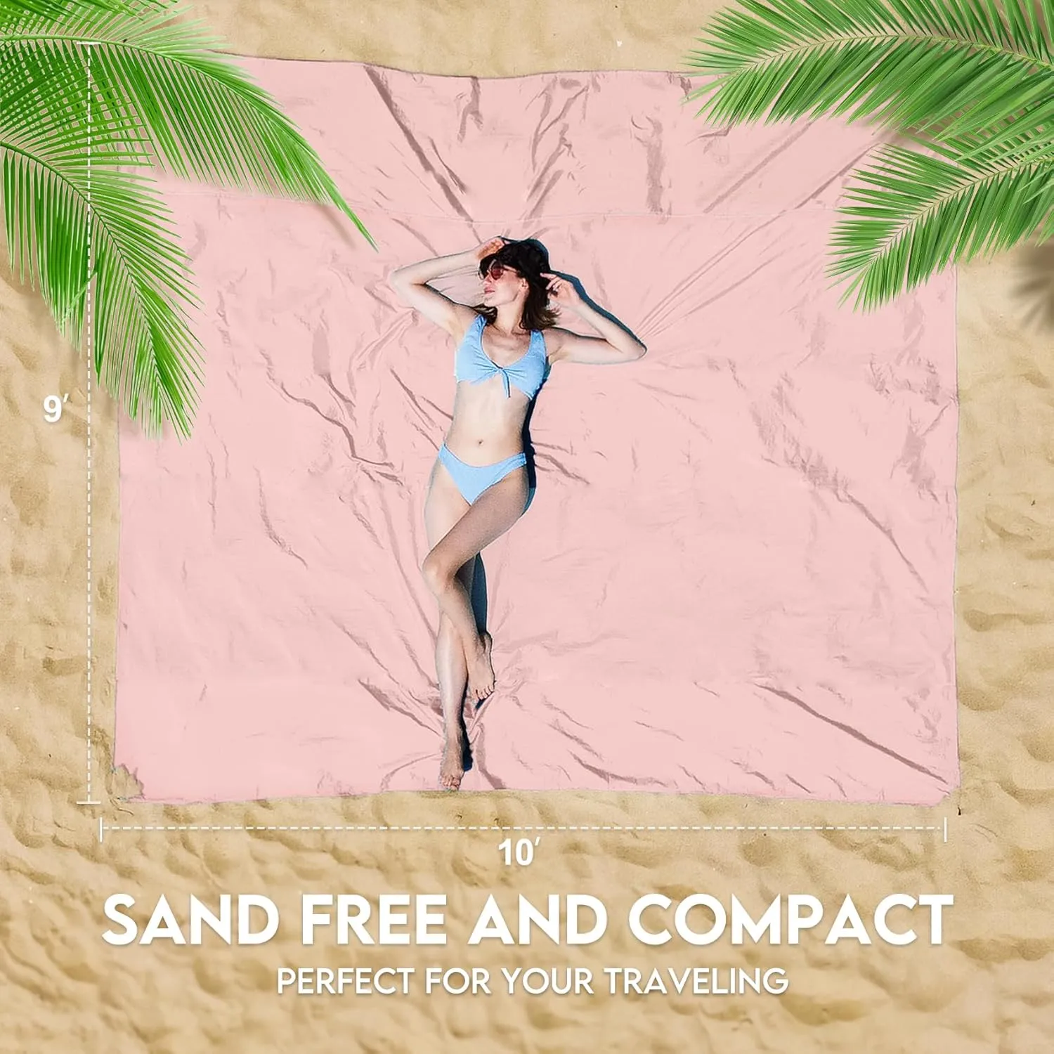 BYDOLL Nylon Beach Blanket Waterproof Sandproof Oversized 10'x9' Suits 1-8 Adults Sand Free Extra Large Blanket Lightweight Soft Picnic Mat for Beach Travel Camping