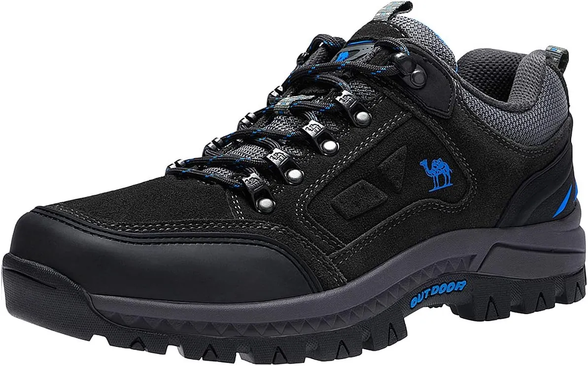 CAMEL CROWN Mens Hiking Shoes Breathable Non-Slip Sneakers Leather Low Cut Boots for Outdoor Trailing Trekking Walking