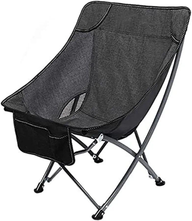 Camp Chair Lounger Camping Stools High Back Chair Portable Fishing Chairs with Storage Backpack,Camping Folding Chair/Grey
