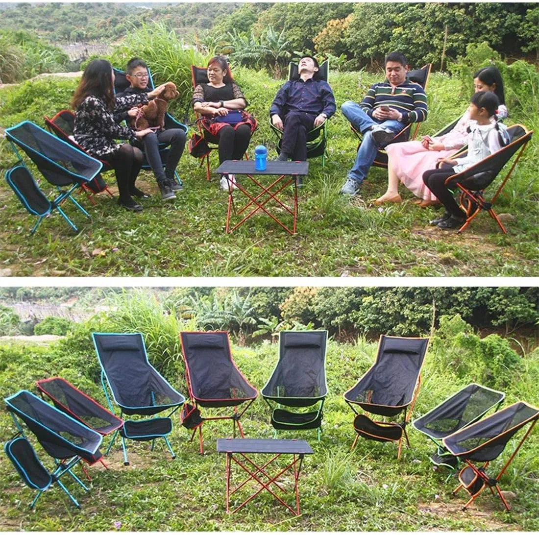Camping Accessory Outdoor Portable Folding Camping Chair Light Fishing Beach Chair Aviation Aluminum Alloy Backrest Recliner (Color : Blue)