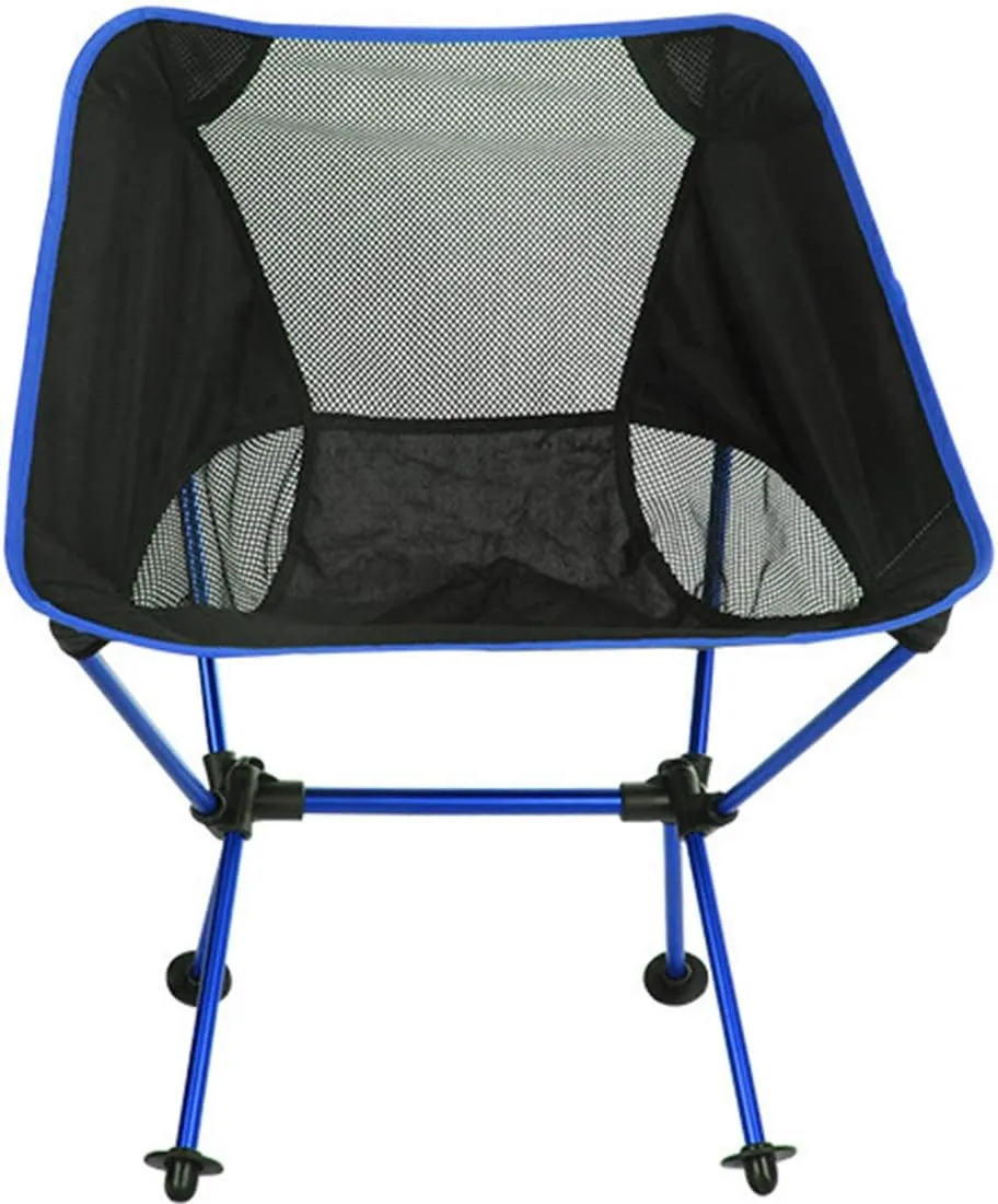 Camping Accessory Outdoor Portable Folding Camping Chair Light Fishing Beach Chair Aviation Aluminum Alloy Backrest Recliner (Color : Blue)
