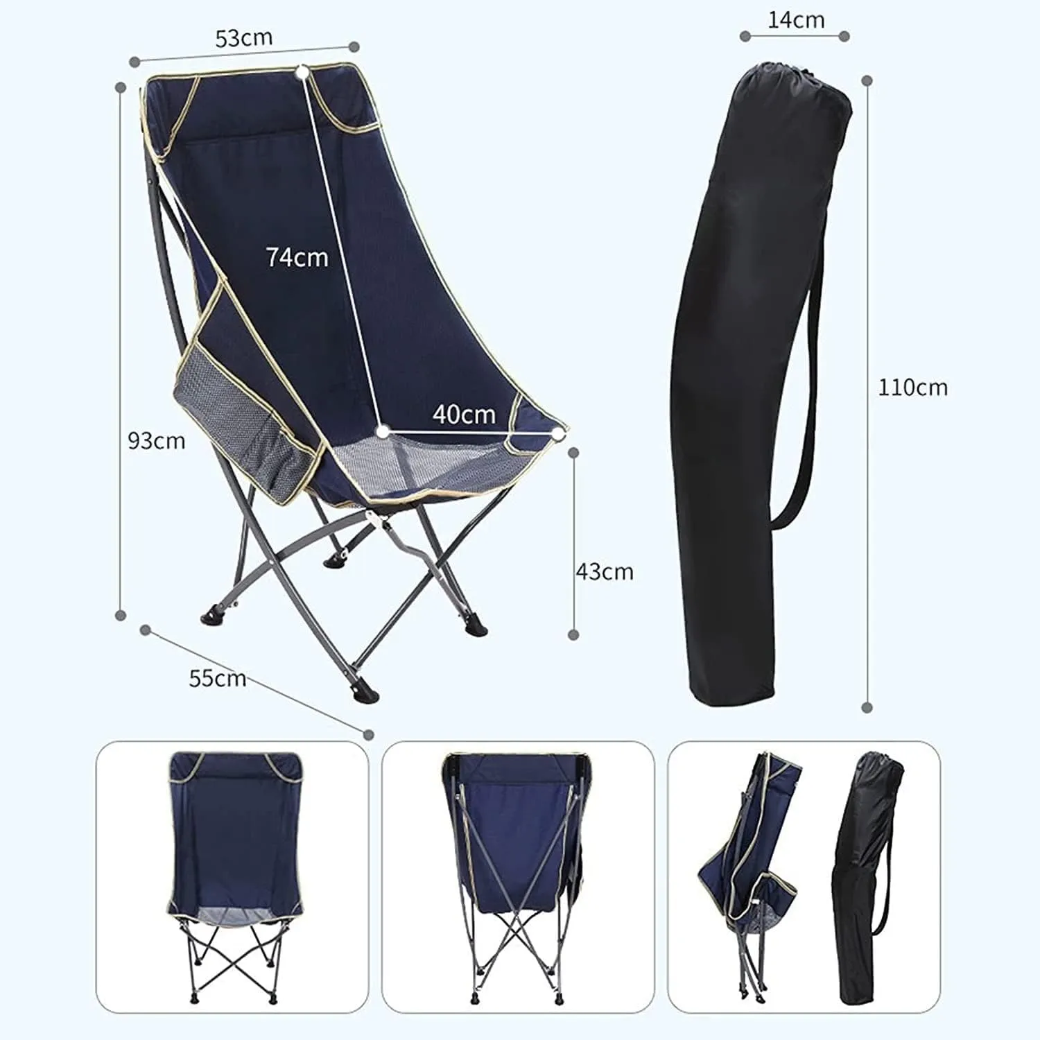 Camping Chair Outdoor Chair Foldable Chair Ultralight Folding Camping Chair With Backrest Leisure Beach Seat With Mesh External Hanging Bag Portable Backpack Chair Folding Camping Chair ( Color : B )